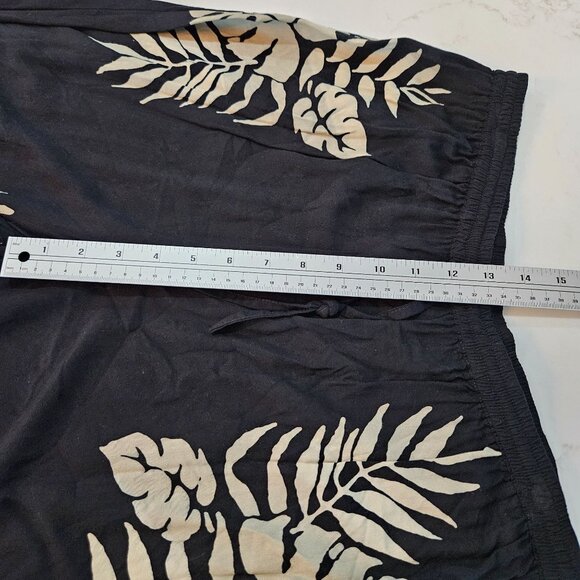 Soft Surroundings Pants Medium Black Leaf Print Red Trim Pullon Wide Leg - Picture 10 of 10